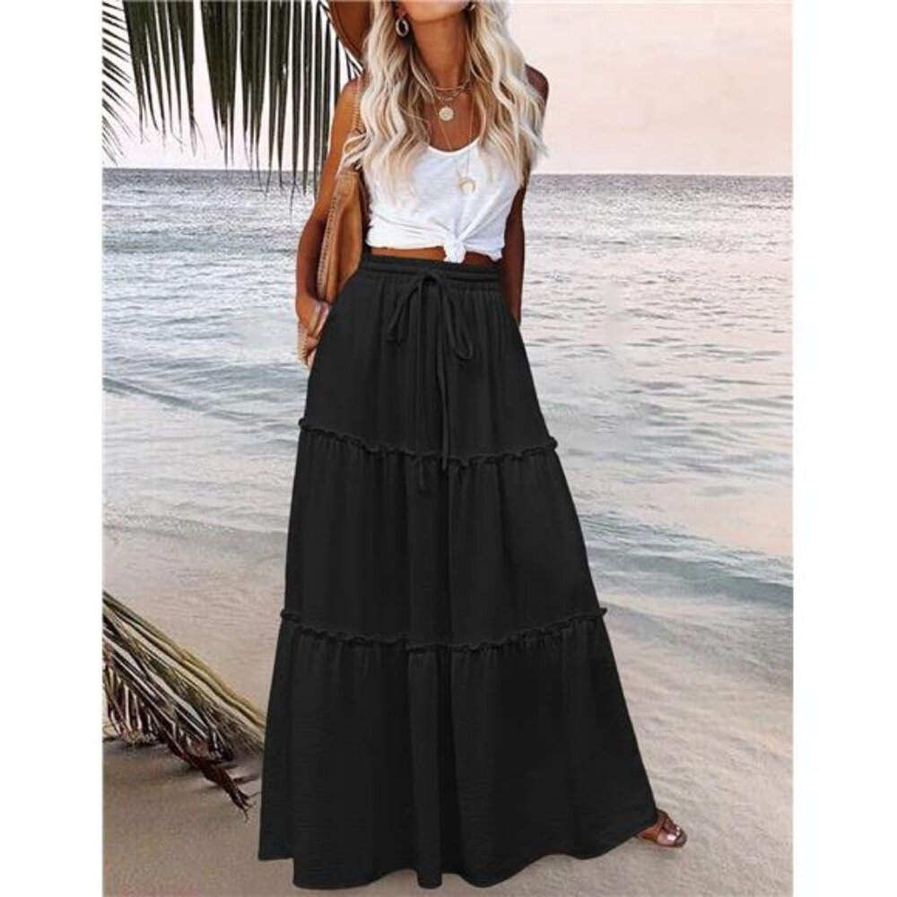 Womens Casual Maxi Skirts for Women 2025 High Waist Boho Skirts Floral - Picture 2 of 6